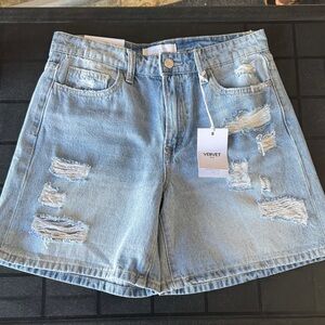 Vervet Women's Ripped Denim Shorts - Light Blue